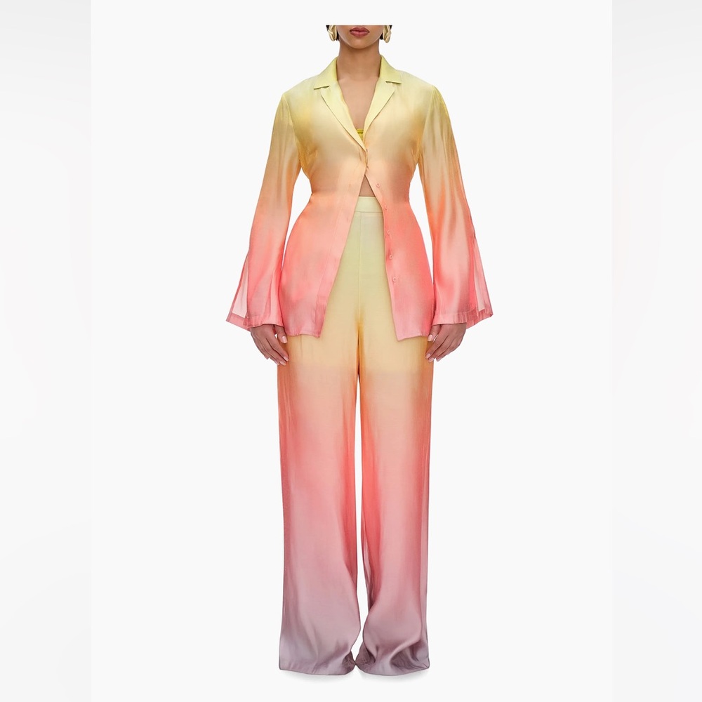 Andrea Iyamah Bata Ombré Chiffon High-Rise Wide-Leg Pant set